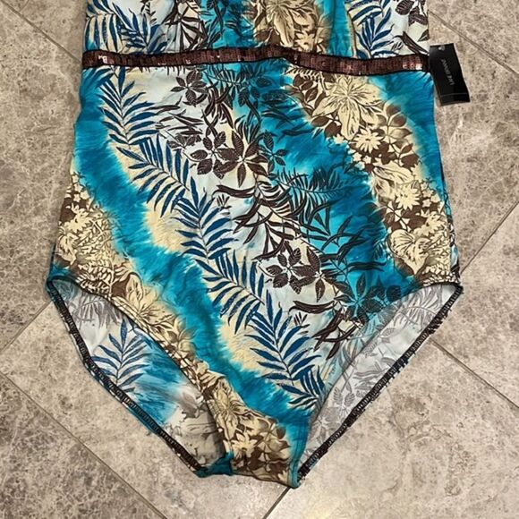 Lane Bryant Venezia Sport One Piece Tropical Swim One Piece Halter NWT - Picture 5 of 12